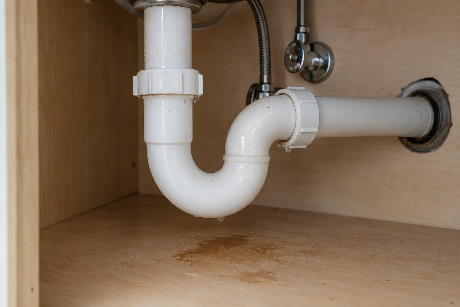 Connection and cabinet context — generated photo from the fictional Plumbing visit