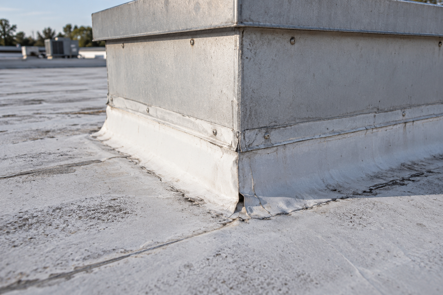 Curb flashing edge — generated photo from the fictional Roofing & exterior visit